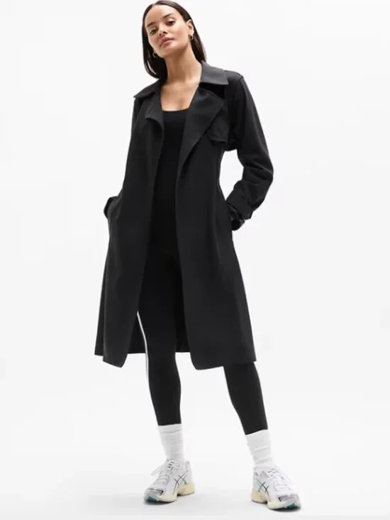 NWT Athleta Black Stellar Trench Coat - Picture 3 of 6